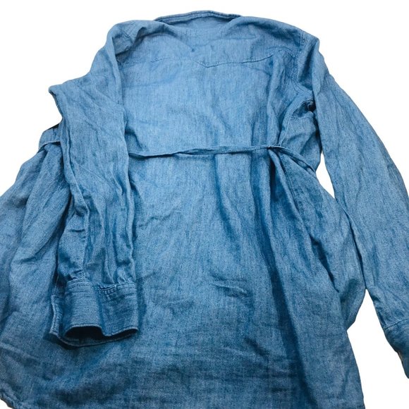 Isabel Maternity Women's Sz Medium Long Sleeve Button Down Blue Denim Shirt New - Picture 2 of 13